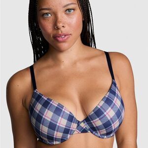 Victorias Secret‎ PINK Wear Everywhere Wireless Lightly Lined Bra 38DD Plaid NEW